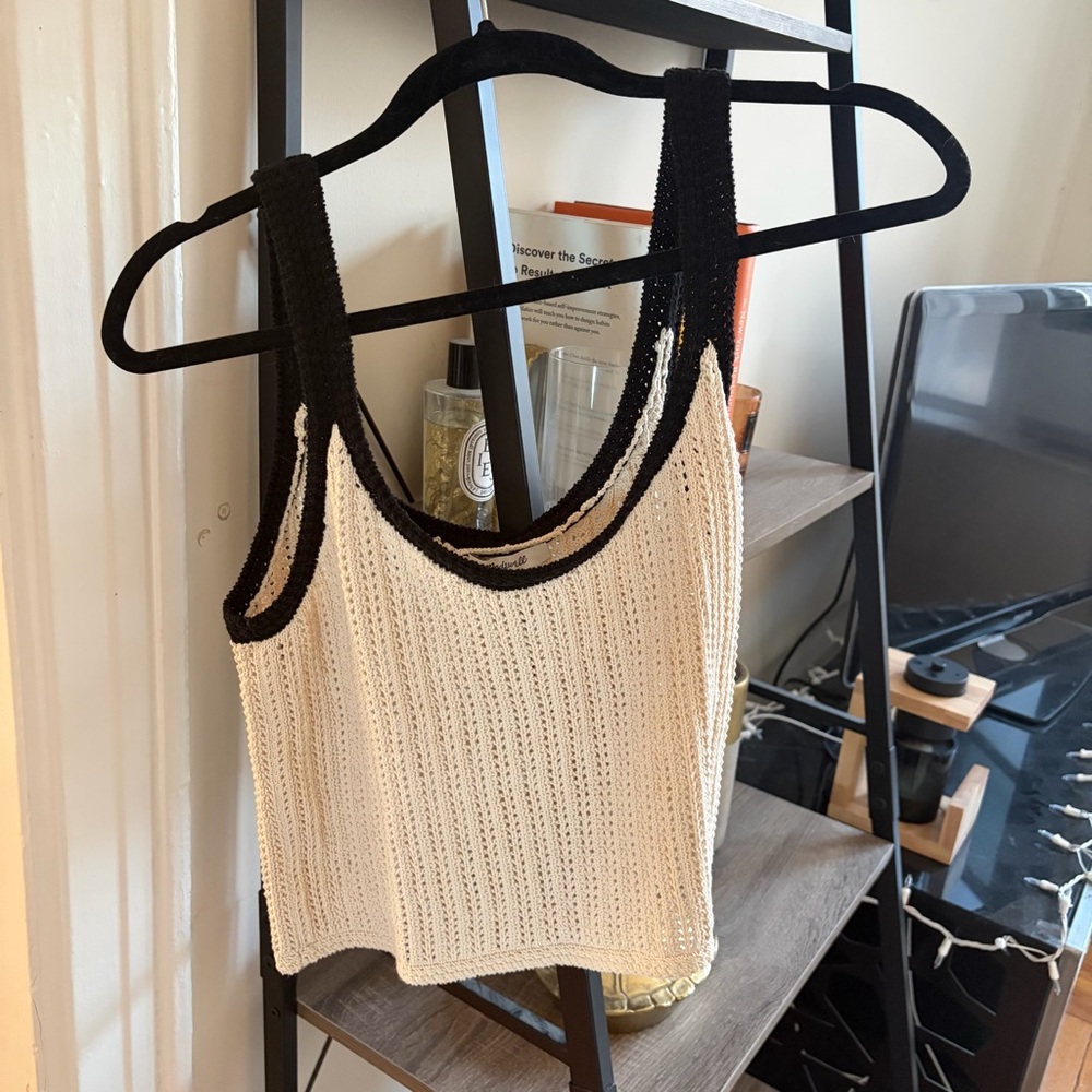 Madewell Black and White Crochet Tank Top